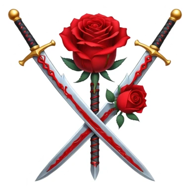 Crossed weapons with a rose sticker