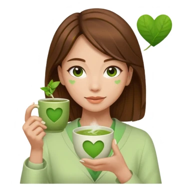 Brown hair Nurse with green heart surround her and she is grabbing a matcha sticker