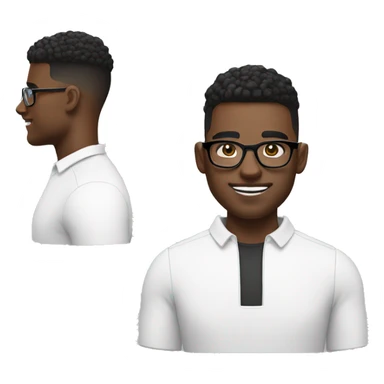 Black man with High top fade and bush eyebrows, white shirt and glasses with AirPods.  sticker
