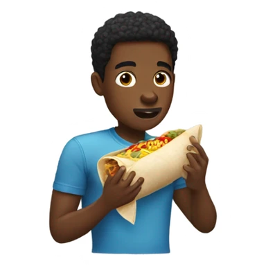 black young man eating a burrito  sticker