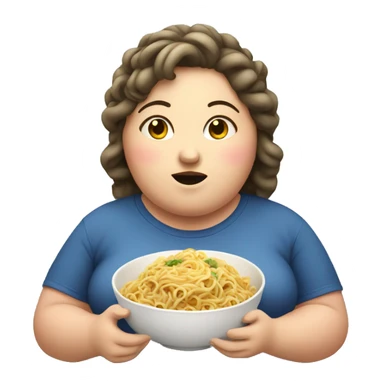 Fat girl eating noodles sticker