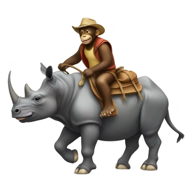 Monkey riding rhino sticker