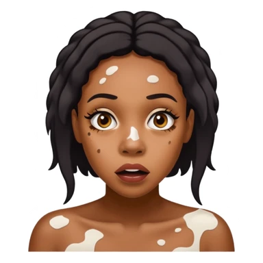 Emoji of a very shocked black female with vitiligo (alot of vitiligo patches) sticker