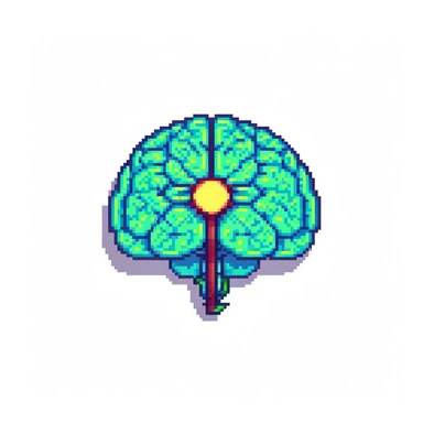 round superhuman brain icon, glowing brain with enhanced intelligence sticker