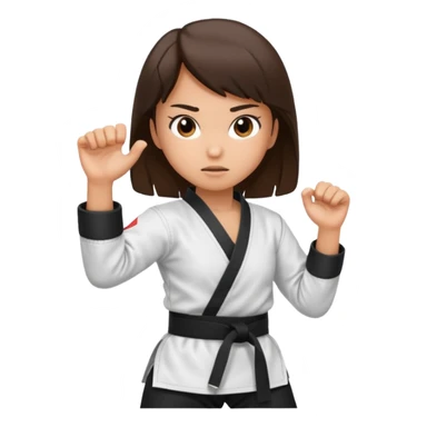 Karate Brunette girl whit brown or black belt that practice sticker
