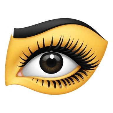 eyelash strip above an open eye sticker