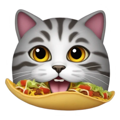 cat's head with an open mouth sticking out of the end of a taco sticker