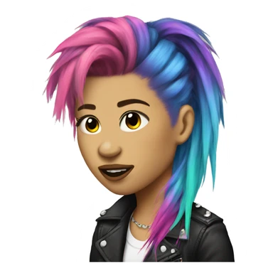 punk girl rainbow hair mullet  sticker