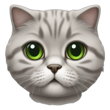 Scottish fold cat with green eyes and big fluffy cheeks  sticker