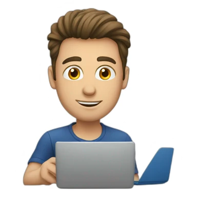 european guy using laptop sticker