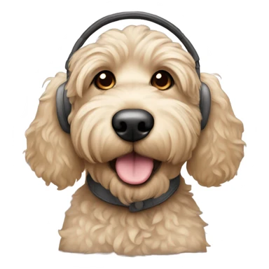 Labradoodle with ear muffs sticker