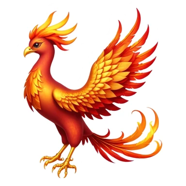Cinematic Noble Mystical Fire Phoenix Portrait Emoji, Poised and resplendent, with a radiant, fiery plumage in brilliant hues of scarlet, gold, and ember, featuring elongated, elegant tail feathers that flow like molten lava, and piercing, wise eyes reflecting the eternal cycle of rebirth; rendered with lifelike texture and luminous natural highlights, high shine, majestic and awe-inspiring, styled with an aura of mythic resurgence, focused and regal, soft glowing outline, capturing the essence of a legendary phoenix rising from the flames with timeless grace! sticker