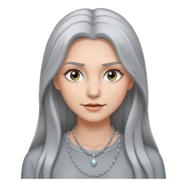 Female with Silver Necklace, grey skin,long hair, more bright silver, different expressions. sticker