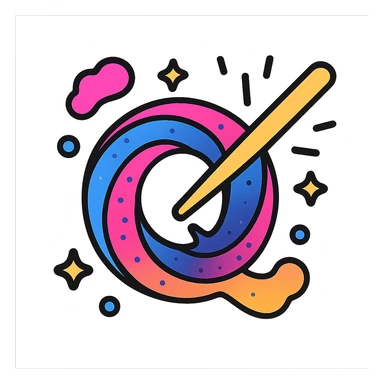 cosmic quasar forming the shape of a Q, radiant energy, nebula effects, dynamic modern icon style sticker