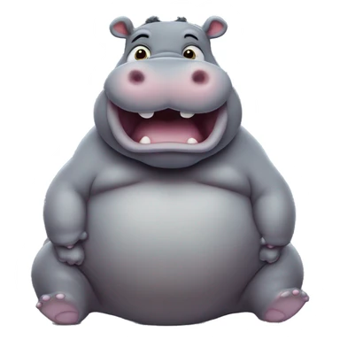 chubby hippo with a belly sticker