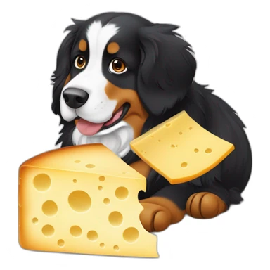 Bernese mountain dog eating swis cheese raclette sticker