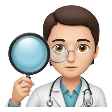 medico olhando a pele de um paciente com uma lupa sticker