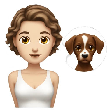 White girl brown hair holding cavalier  sticker