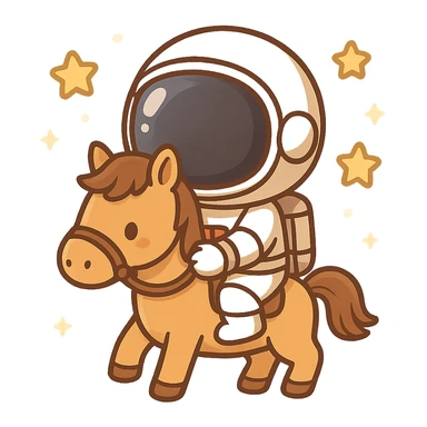 astronaut on horseback with stars in background sticker