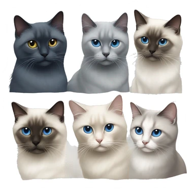 2 sacred Birman and 1 Russian blue in die middle  sticker
