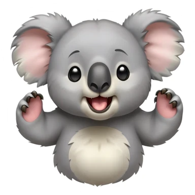 cinematic-cute-yawning-koala-portrait-emoji,-head-tilted-slightly-with-a-dramatic,-wide-open-yawn,-showcasing-a-soft,-downy-grey-fur-with-drooping-ears-and-round-eyes-barely-open-in-drowsy-contentment,-simplified-yet-irresistibly-adorable, realistic fluffy sticker