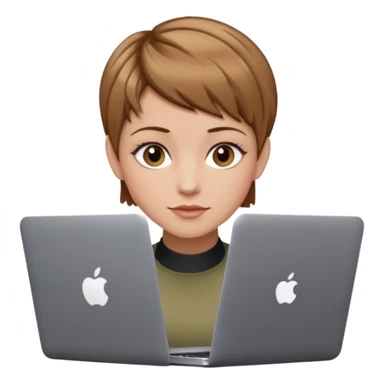 macbook pro woman pixie haircut light brown hair hazel eyes sticker