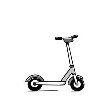 hand-drawn scooter with handlebar sticker