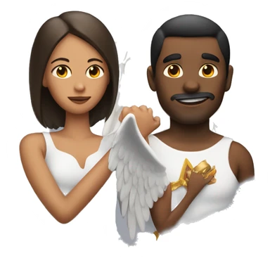 woman with an angel on one shoulder and a devil on the other shoulder sticker