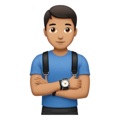 man wearing a black strap watch sticker