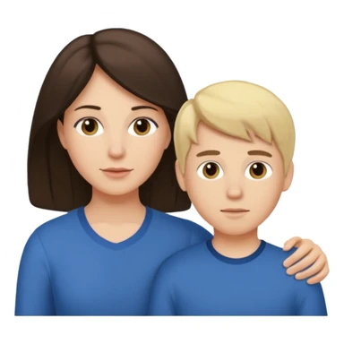 Brunette mother with blonde teenage son sticker