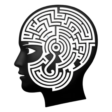 silhouette of a head with a maze inside sticker
