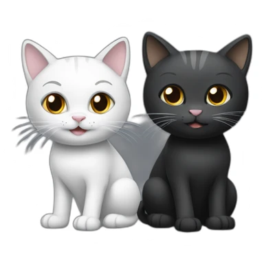 Two cats playing together, one dark gray and the other black and white sticker