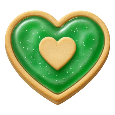 Realistic shortbread cookie in the shape of a heart with mint jelly middle filling and sprinkled powder sugar on top. sticker