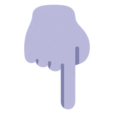 A dull purple Backhand Index Pointing Down sticker