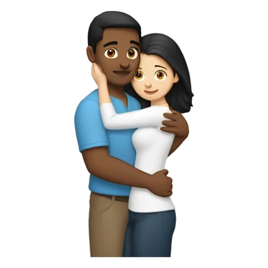 Lovers hugging each other. Indian man, short black hair. White woman, blue eyes and brown hair sticker