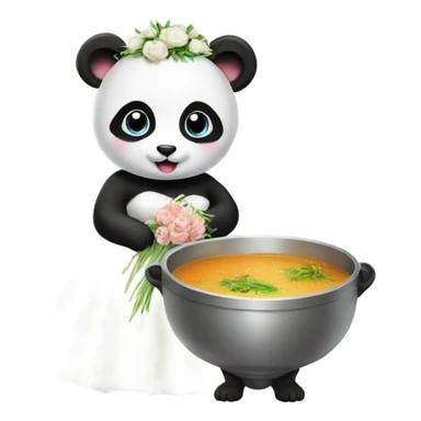 Baby panda bride marrying bowl of soup sticker