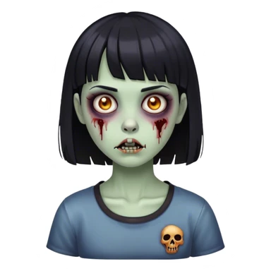 girl zombie with black hair and short bangs  sticker