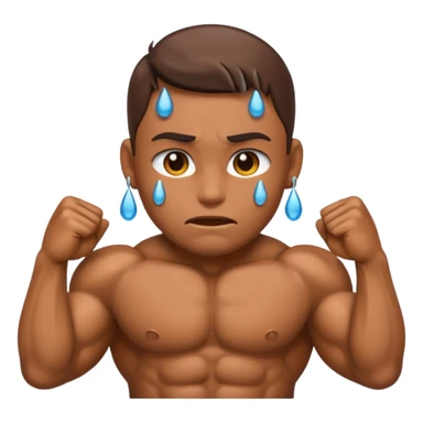 Crying emoji flexing muscles sticker