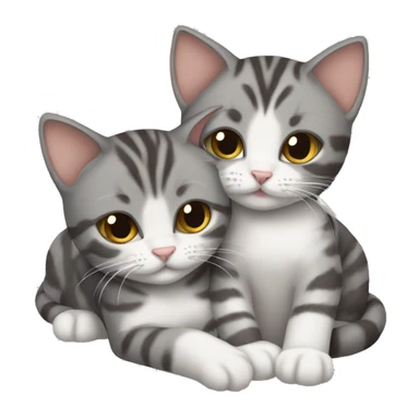 Two cats cuddling grey and brown tabby sticker