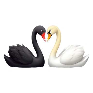 Black swan and pure white swan Two swan looking face each other  affection floating sticker