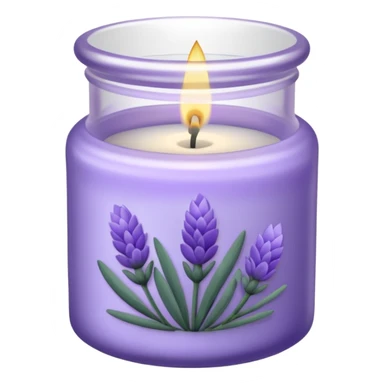 Lavender candle – purple wax in frosted glass jar with lavender flower inside sticker