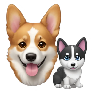 corgi with a husky puppy sticker