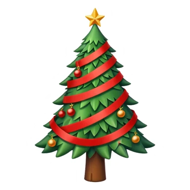 christmas tree with many red ribbons sticker