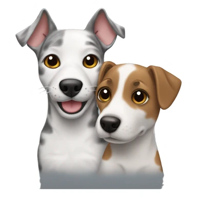 gray tabby cat and jack russell dog together  sticker