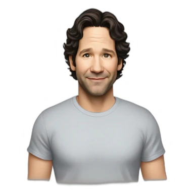 actor Paul Rudd wearing t-shirt sticker