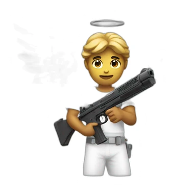 Angel holding gun sticker