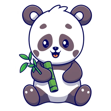 Adorable panda eating bamboo sticker