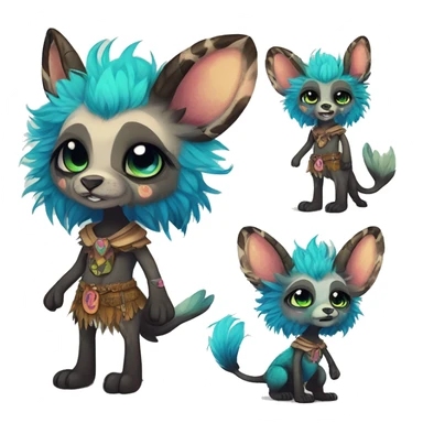 cute Kawaii edgy fantasy animal fursona Fionbri creature by griffsnuff & LiLaiRa & Falvie with exotic colors full body sticker