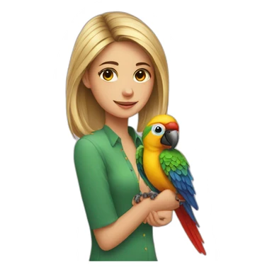a girl and a parrot sticker