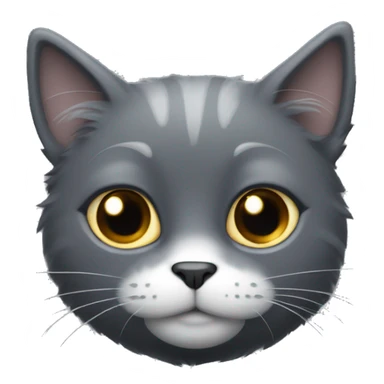 Fluffy dark grey cat with white spot on chest and white spot under chin and a grey nose  sticker